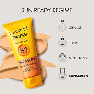 LAKMÉ Sun Expert, Spf 50 Pa+++ Tinted Sunscreen, 100G, For Sun Protection With Natural Matte Finish, Dermatologically Tested, Non- Sticky Formula, For All Skin Types (Pack Of 2)